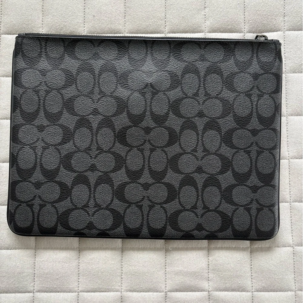 Coach Black and Gray Patterned Pouch with Blue Accent - Tablet Case